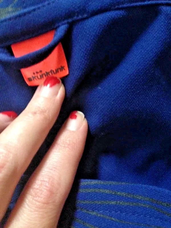 Skunkfunk blau orange langarmig Kurzkleid M neu - Bild 4 von 4