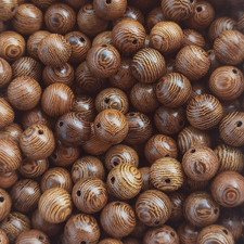 1200Pcs 6Mm Dark Brown Wooden Beads Undyed Natural Stripe round Wood Loose Craft