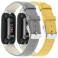 2PACK Leather Bands for Fitbit Inspire 3 Wristbands Strap Band for Fitbit Ins...