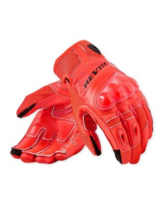 Revit Ritmo Gloves Neonrot-Schwarz Gr. L kurze Leder-Motorradhandschuhe