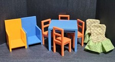 IKEA Muñeca Muebles de Cocina 1 Mesa 5 Sillas Naranja 1 Juego de Silla Azul Lote 9 Artículos