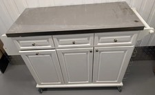 Large Kitchen Island Trolley Cart Stainless Steel Top Storage Cabinet on Wheels.
