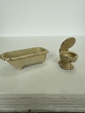 VINTAGE 1920'S KILGORE CAST IRON DOLL HOUSE TOILET AND TUB