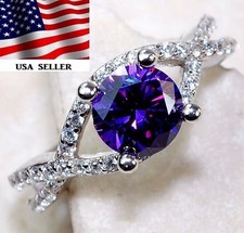 2CT Treated Amethyst 925 Sterling Silver Ring Jewelry Sz 6 GB1-2