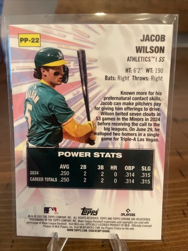 Jacob Wilson 2025 Topps Chrome #PP-22 RC Power Players Athletics Mint - Bild 2 von 2