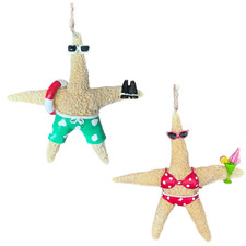 Set 2 Resin Sand Starfish Ornaments Kurt Adler Beach Coastal Christmas Couple