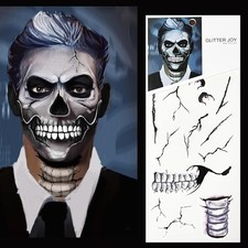 LEOARS Fake Zombie Face Tattoos Dia De Los Muertos Halloween Temporary Black