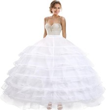 PrettyQueen Women 6 Hoop 6 Layered Petticoat White A-line One Size,