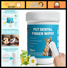 Pet Teeth Cleaning Wipes for Cats Dogs - Unscented Tartar Control, Fresh Breat