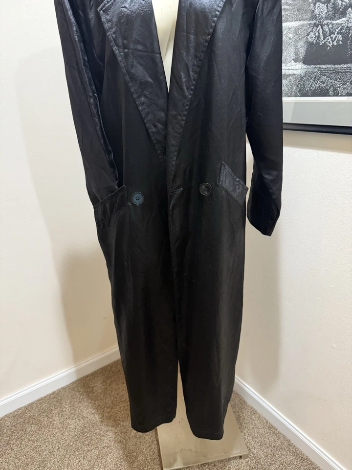 Maggie Lawrence Long Jacket Sz M Black Snake Skin Print Buttons Vintage 1980s - Image 3 of 4