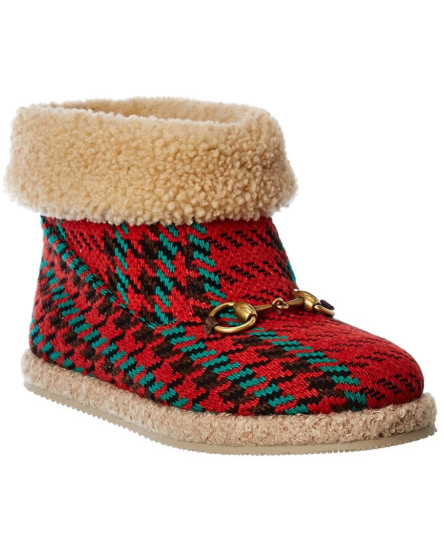Женские шерстяные пинетки Gucci в тонкую клетку красный 35 51690₽