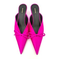 Authentic Balenciaga Satin Knife Mules Fuchsia Bright Pink Size 38.5 / 8.5