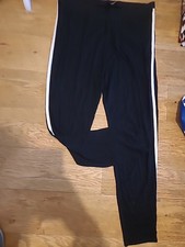 Ladies Size 16 Black Full Length Leggings With White Trim