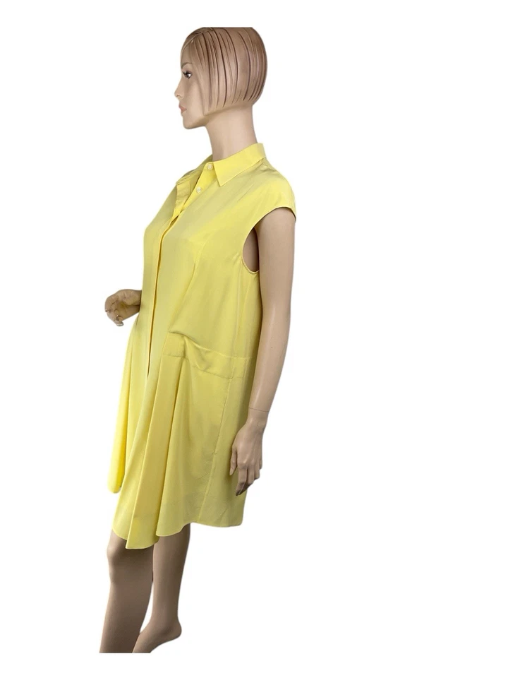 $395 Vestido camisero de seda manga gorra limón Gigi TORY BURCH talla 8 Foto 4 de 4