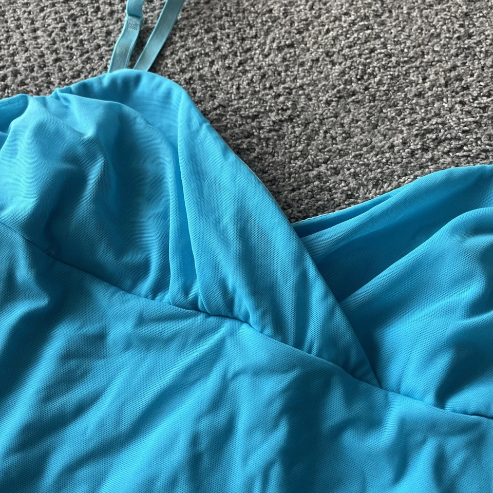 Necessary Objects Y2K Cami Tank Top. Teal. Mesh. Whimsigoth Medium - Image 2 of 4