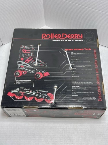 Pattini combinati rosso e nero Roller Derby 2 in 1 in linea + quad misure regolabili 12-2 - Foto 2 di 8