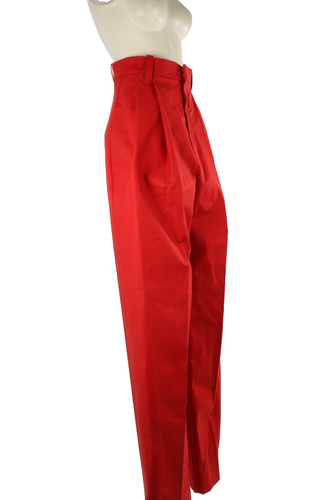 JACQUEMUS La Casa Hose Rot Baumwolle High Waist Plissee Gerades Bein Größe 36 - Bild 6 von 23