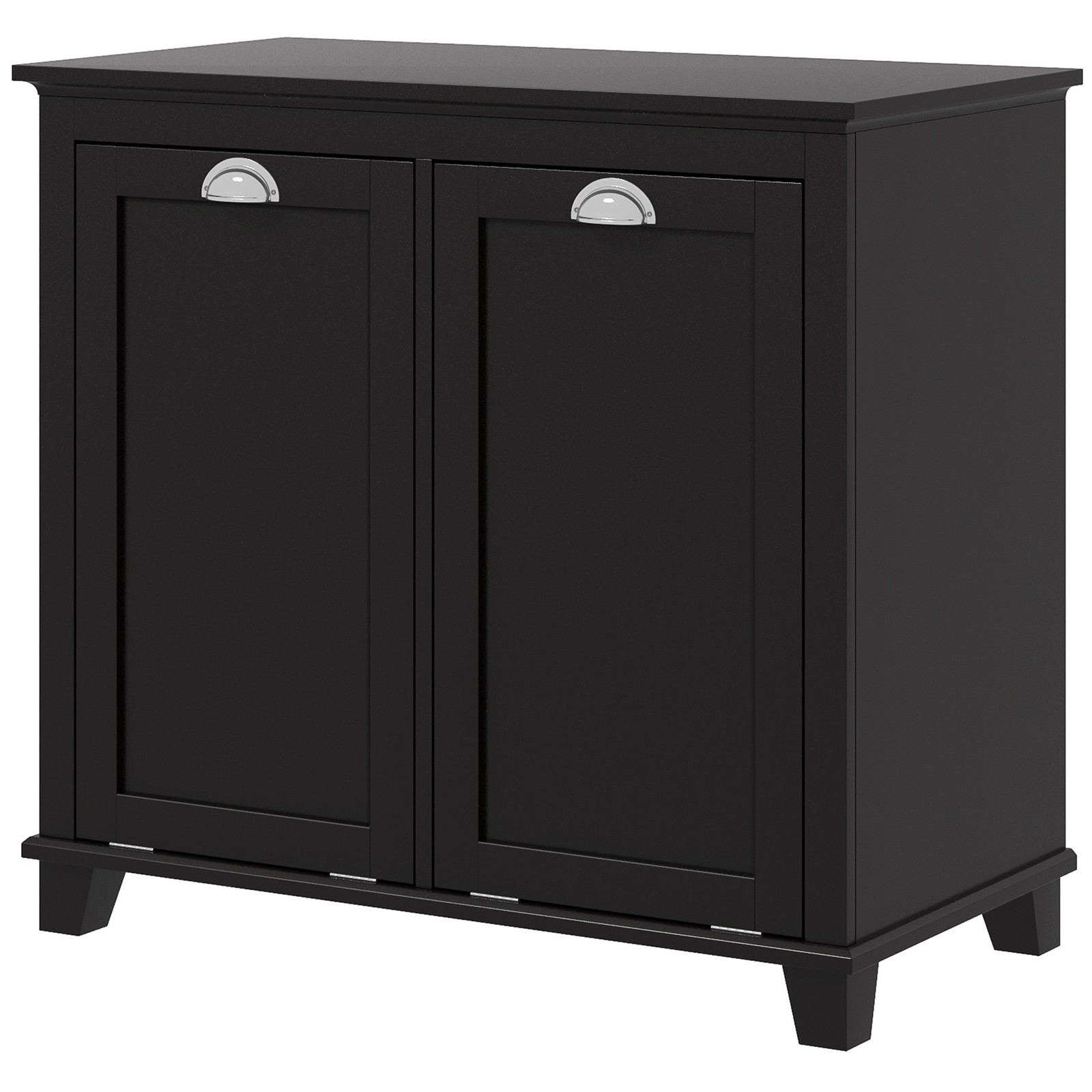 Space-Saving Bathroom Storage Cabinet Dual-Compartment Tilt-Out Laundry Hamper