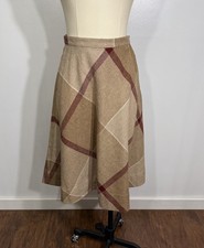 Vintage Wool Plaid Skirt 1970s Small