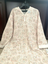 Miss Elaine XL Knit Interlock Zip Robe Pink Paisley New 661868ST