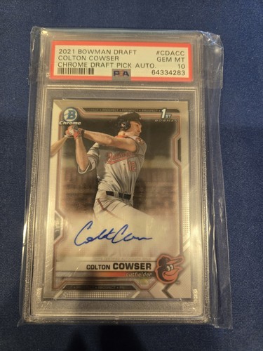 COLTON COWSER RC 2021 BOWMAN DRAFT CHROME 1ST AUTO PSA 10 ORIOLES