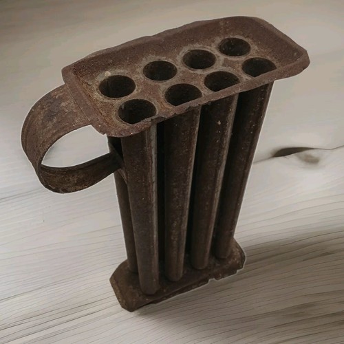 Early Antique 8 Tube 10" Candle Mold Rustic Mold w/ handle Primitive Folk Art!