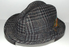 Vintage Pendleton Virgin Wool Gray Black Tweed Fedora Hat - Size 7 1/4 USA