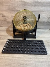 Metal Revolving Bingo Game Ball Cage w/Complete Set of Wood Balls Vintage