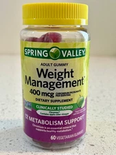 SPRING VALLEY Weight Management Adult Vegetarian Apple Gummy  60 Count - 400 mcg