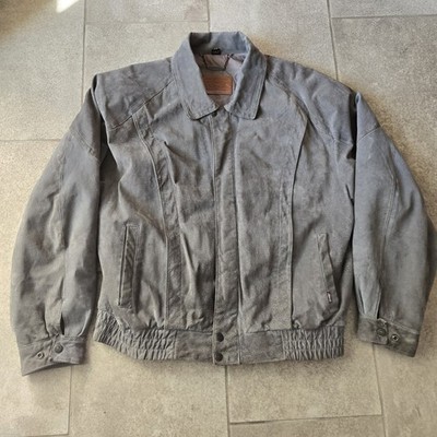 Vintage Levi's Genuine Leather Gray Suede Jacket Taffeta Lining Insulated sz 42
