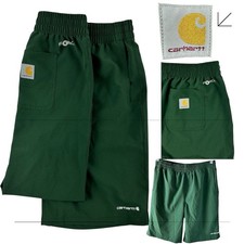 Carhartt Force Shorts Boys XL 18/20 Green Pockets LOGO QuickDry Lightwt BS8321-B