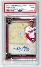 2022 Topps Museum Juan Soto Auto Jumbo Game Used Base Patch 5/10 PSA 9 POP 1/1