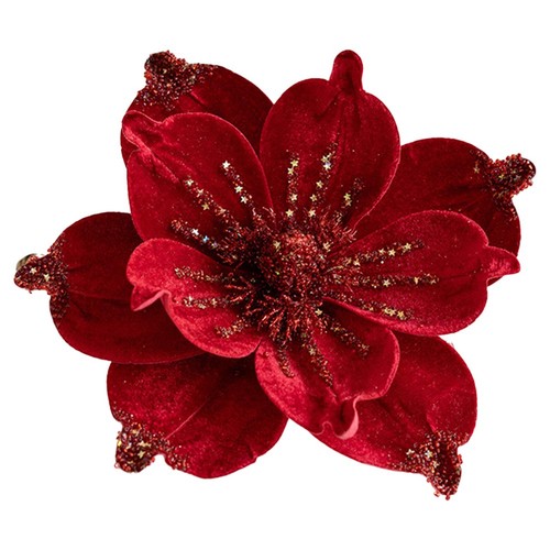 Poinsettia Natalizia 24 cm Glitter Fiore da Appendere Decorazione Albero Festa Natale - Foto 10 di 47