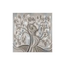 Quadro moderno MONDIE' poster legno argento 31x31 ALBERO ABBRACCIO MIX capezzale