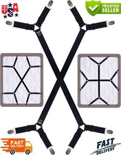 Bed Sheet Straps - Crisscross Fitted Sheet Clips and Sheet Holder Elastic Bands