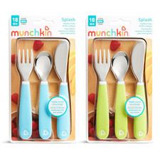   Splash  Toddler Fork, Knife and Spoon Utensil Set, 6 Pack, Blue/Green