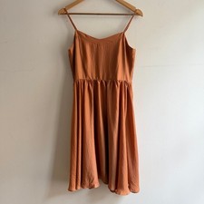 dRA Women's Midi Dress Fit Flare Smocked Back Burnt Orange Medium
