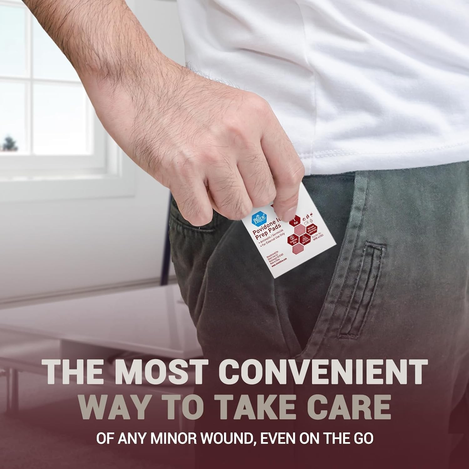 MED PRIDE Individually Wrapped Iodine Wipes, 10% Povidone Iodine Prep Pads, Alco