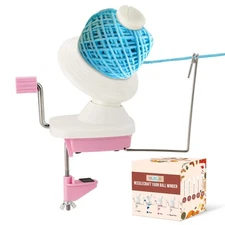 Needlecraft Yarn Ball Winder Hand-Operated Pink Manual Wool Holder for Swift