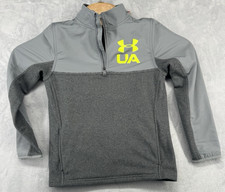 Under Armour 1/4 Zip Pullover Fleece Jacket Cold Gear Gray Youth Boys Size M NWT