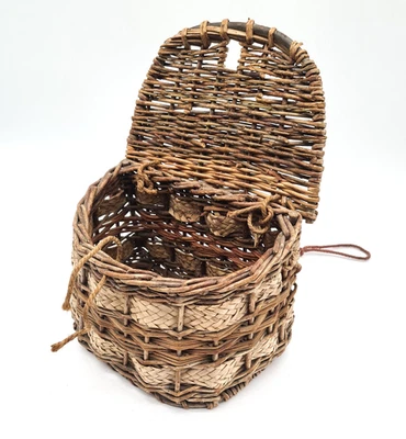 Ancien petit panier osier de pêche, vintage - C40 - Photo 1/4