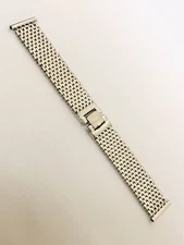 VINTAGE MEN'S KREISLER 18MM WHITE GOLD FILLED MICRONS BEADS OF RICE WATCH BAND