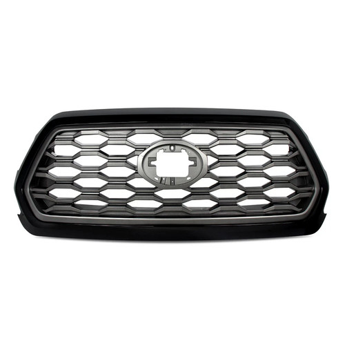 Gloss Black+Gray Front Upper Bumper Grille Assembly For Toyota Tacoma 2016-2023