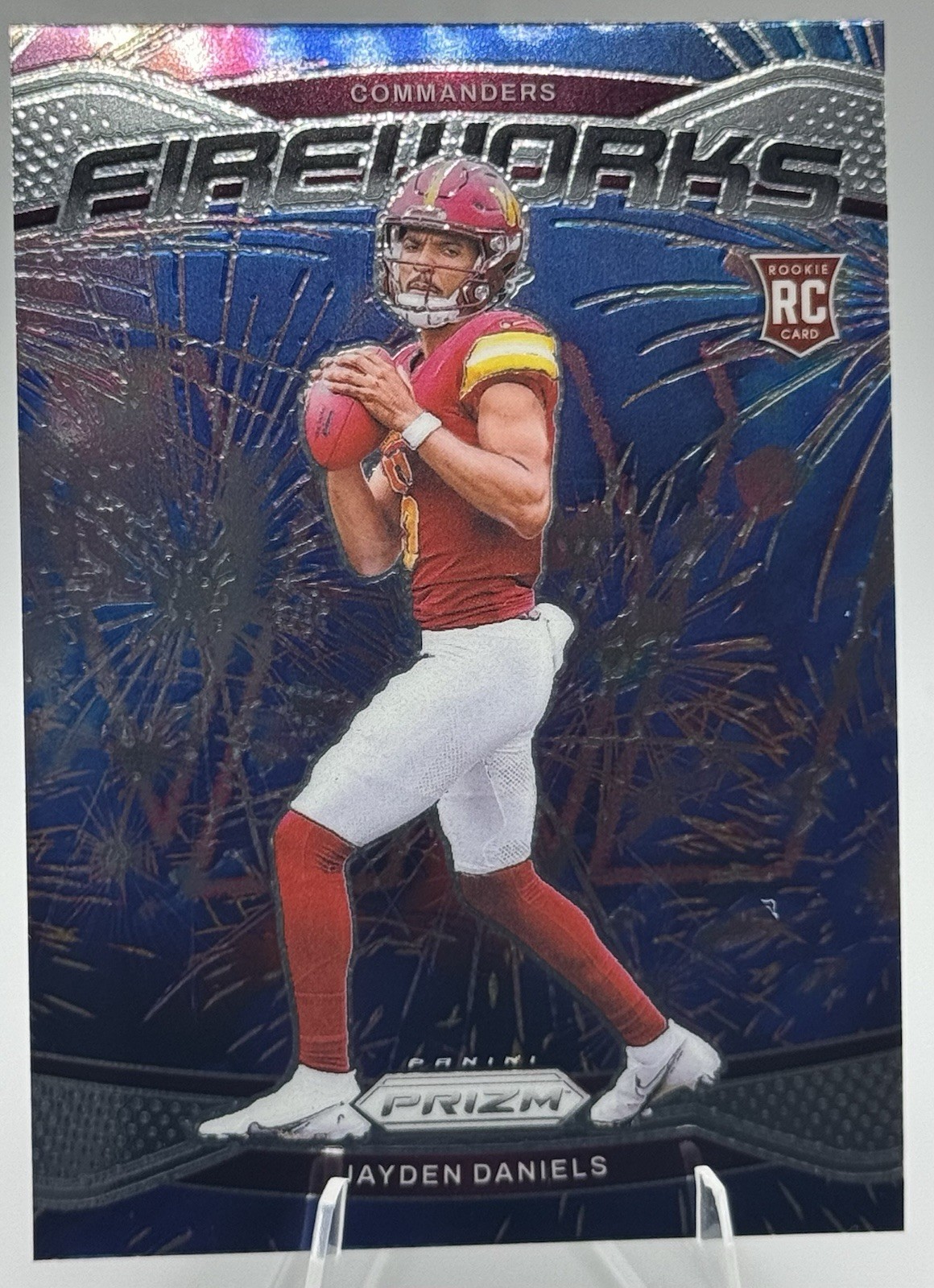 2024 Panini Prizm - Fireworks Jayden Daniels #24 Silver Prizm (RC)