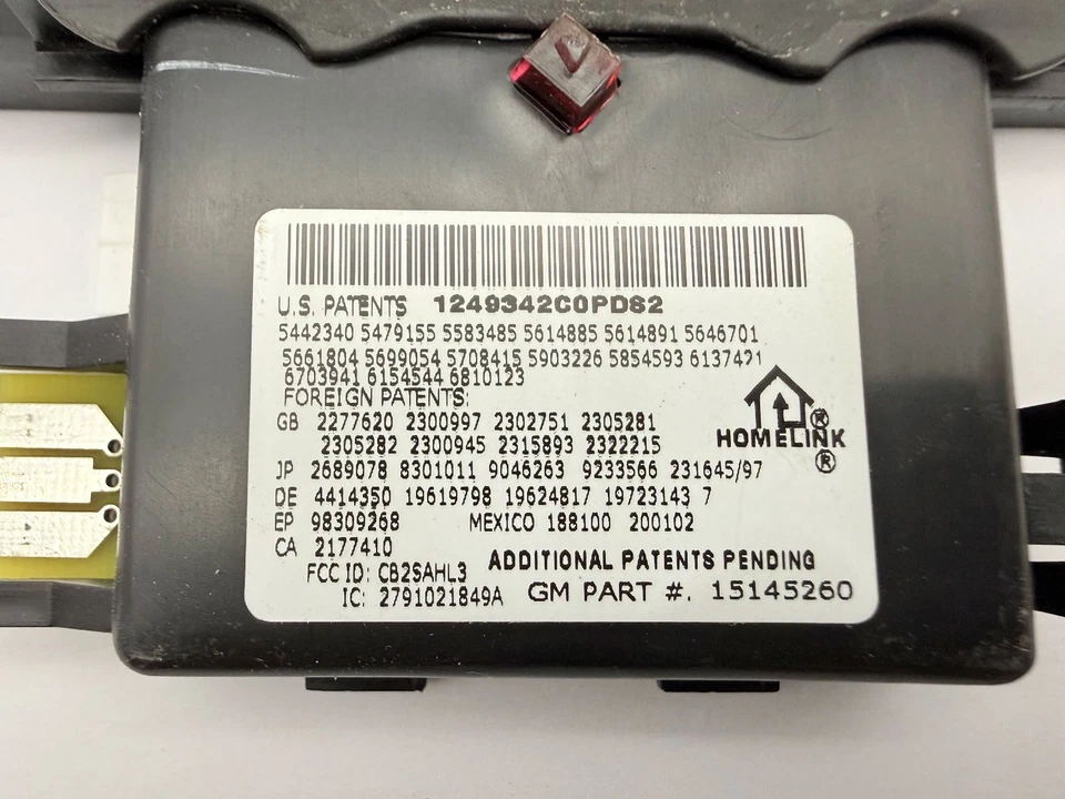 Interruptor Homelink para puerta de garaje consola superior Cadillac Escalade Tahoe 07-14 OEM Foto 2 de 4