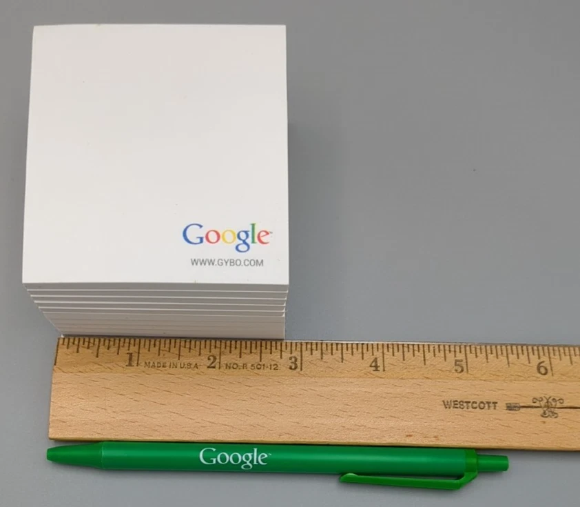 Google Advertising Green Ballpoint Pen & Sticky Note Pads Retro Serif Logo SWAG - Image 3 of 4