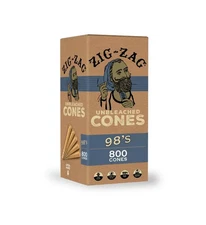 800 Zig-Zag 98's  Unbleached Pre Rolled Cones  Rolling Paper 98's Size Case