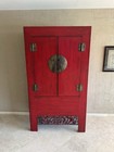 Vintage Chinese Ming Style Red Armoire 57"W x 78"H