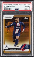2023 TOPPS CHROME NATIONAL UEFA GOLD #17 KYLIAN MBAPPE 1/50 PSA 10