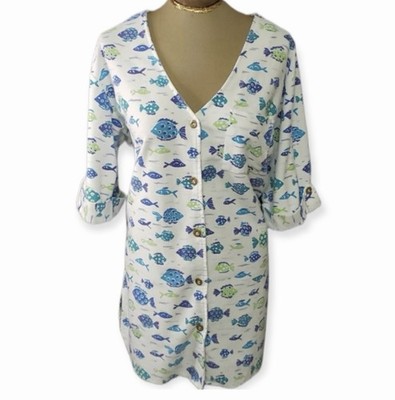 Tropical Escape Fish Beach Cover-Up Size Medium